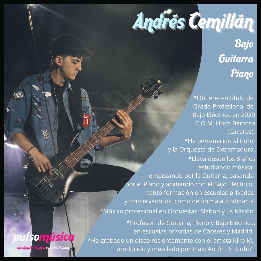 profesor para niños de piano, guitarra y bajo