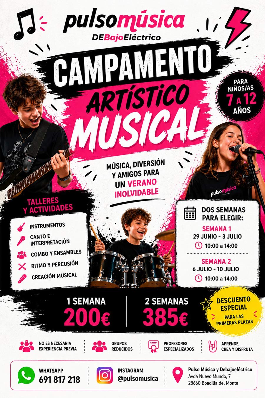 Campamento musical en Boadilla del Monte para niños en Pulso Música